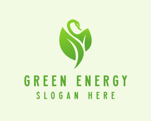 Green Eco Swan  logo design