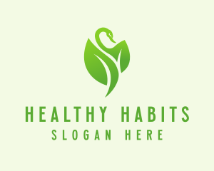 Green Eco Swan  logo design