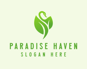 Green Eco Swan  logo design