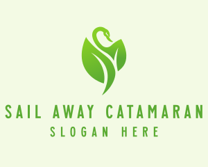 Green Eco Swan  logo design