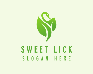 Green Eco Swan  logo design