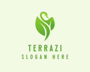 Green Eco Swan  logo design