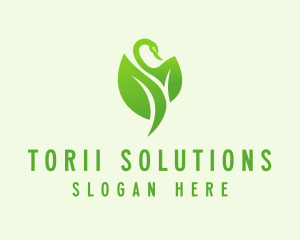 Green Eco Swan  logo design