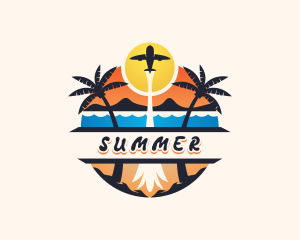 Plane Travel Beach logo design