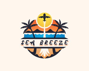 Plane Travel Beach logo design