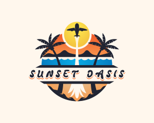 Plane Travel Beach logo design