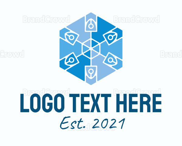 Geometric Hexagon Snowflake Logo