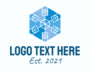 Water - Geometric Hexagon Snowflake logo design