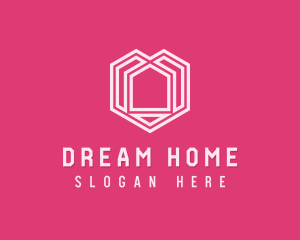 House - Pink Geometric House logo design