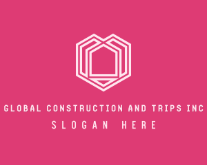 Pink Geometric House logo design