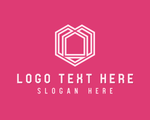 Negative Space - Pink Geometric House logo design