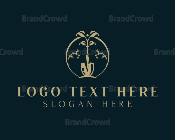 Leaf Plant Shovel Logo