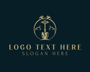 Lawn Care - Leaf Plant Shovel logo design