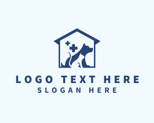 Puppy - Blue Cat Dog House logo design
