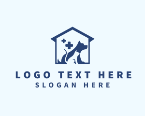 Medical - Blue Cat Dog House logo design