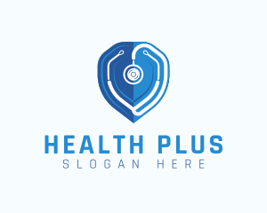 Stethoscope Health Shield logo design