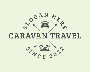 Caravan - Retro Island Car Travel logo design