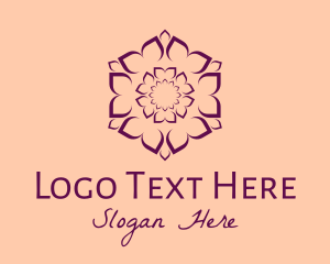 Yoga Flower - Purple Flower Hexagon logo design