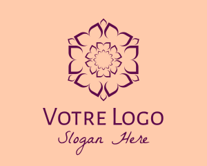 Yoga Center - Purple Flower Hexagon logo design