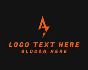 Electric Bolt Letter A logo design