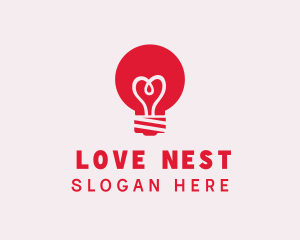 Romantic - Romantic Heart Bulb logo design