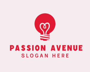 Passion - Romantic Heart Bulb logo design