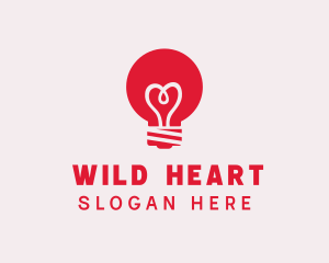 Romantic Heart Bulb logo design