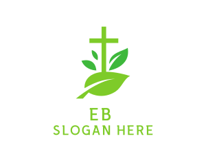Spiritual - Leaf Religion Church Crucifix logo design