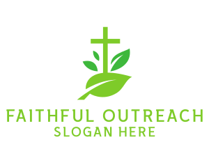 Evangelize - Leaf Religion Church Crucifix logo design