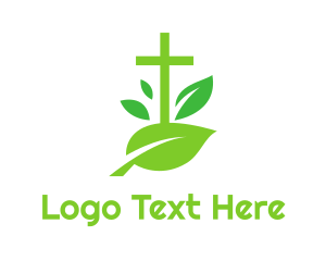 Lord - Leaf Religion Church Crucifix logo design