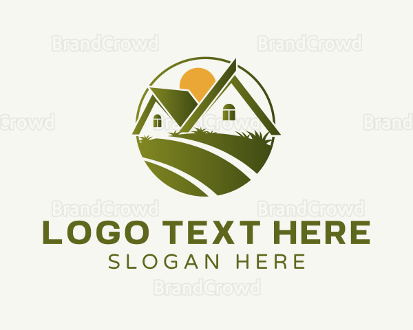 House Lawn Grass Logo