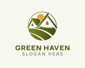 House Lawn Grass logo design
