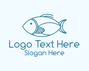 Fishing - Blue Fish Monoline logo design