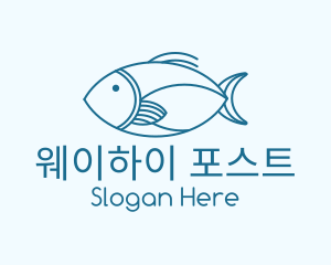 Blue Fish Monoline logo design