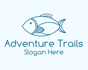 Blue Fish Monoline logo design