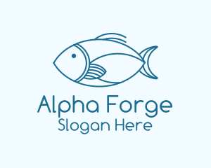 Blue Fish Monoline logo design