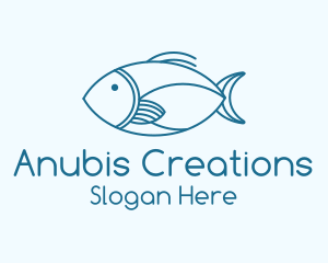 Blue Fish Monoline logo design