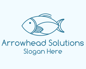 Blue Fish Monoline logo design