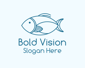 Blue Fish Monoline logo design