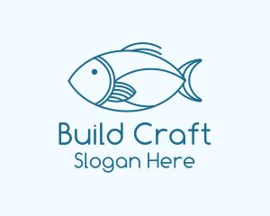 Blue Fish Monoline logo design