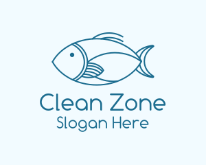 Blue Fish Monoline logo design