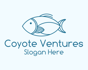 Blue Fish Monoline logo design