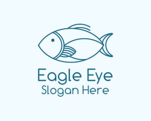 Blue Fish Monoline logo design