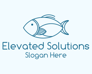 Blue Fish Monoline logo design