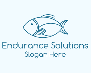 Blue Fish Monoline logo design