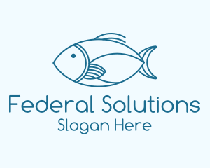 Blue Fish Monoline logo design