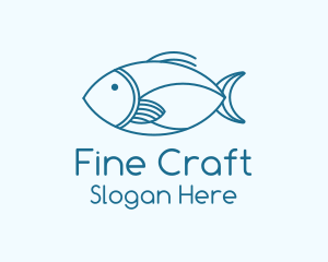 Blue Fish Monoline logo design