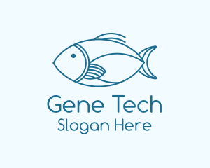 Blue Fish Monoline logo design