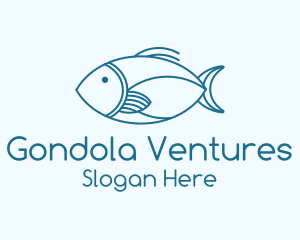 Blue Fish Monoline logo design