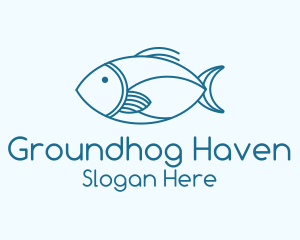 Blue Fish Monoline logo design